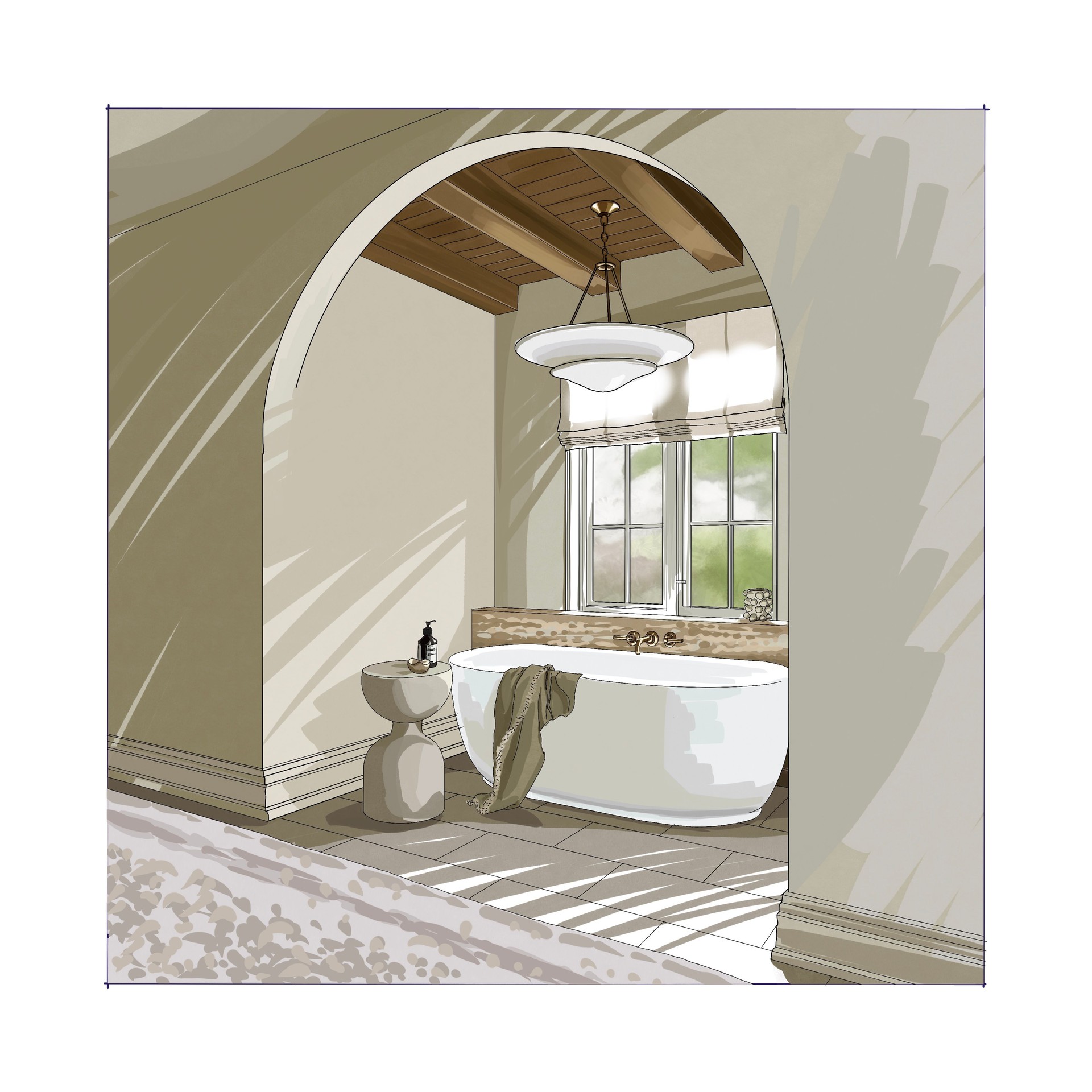 Bathroom with bathtub sketch